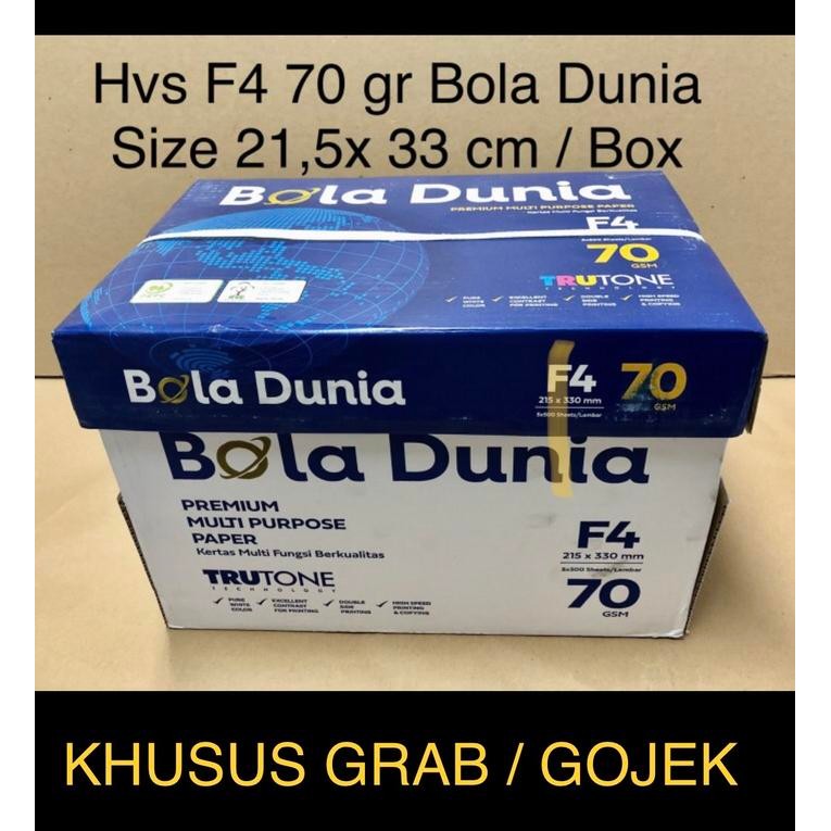 

Hvs F4 70 Gr Merk Bola Dunia ( Box ) Khusus Grab / Gojek