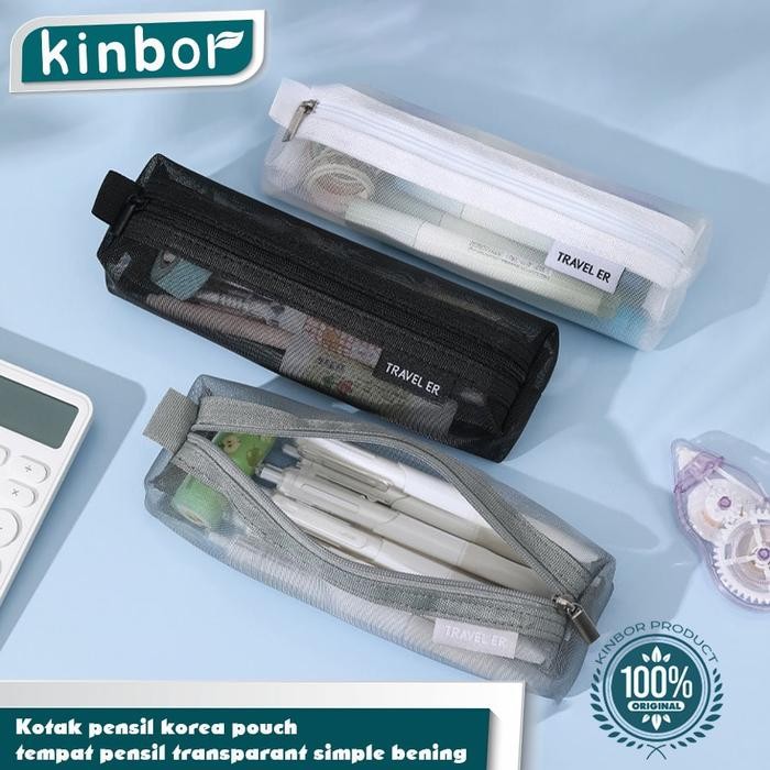 

Kotak pensil korea pouch/ tempat pensil transparant simple bening Stationery kotak pensil bentuk