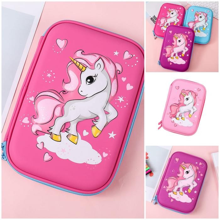 

Tempat Pensil Unicorn 3D timbul Kotak Pensil Anak Emboss 6D Karakter berkualitas Premium Stationery