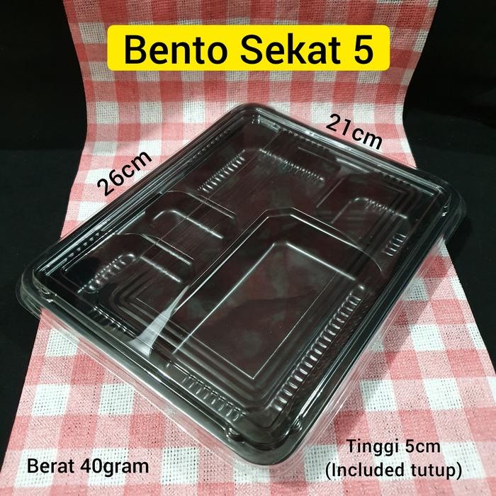 Bento sekat 5 hitam (Mika Bento sekat 5 hitam) Mika Lunch Box sekat 5