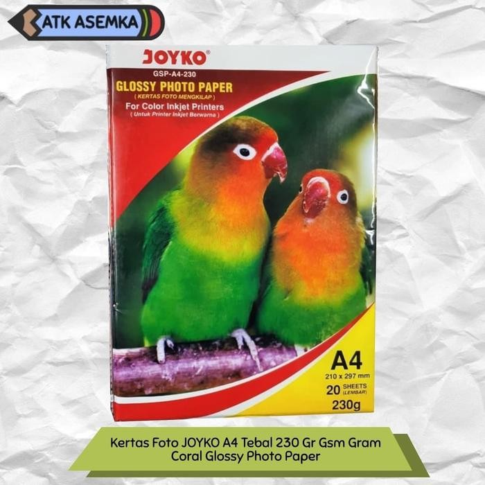 

Pilihan- Kertas Foto Joyko A4 Tebal 230 Gr Gsm Gram Coral Glossy Photo Paper