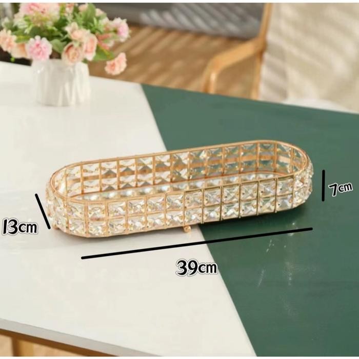 Tray Crystal Oval Multypurpose Storage Decoration / Nampan Kristal Kaca / Tray Cristal