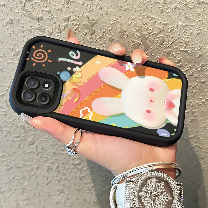 Casing Hp OPPO A15 A15s A35 Case Casing Graffiti pelangi kelinci pola HP Kasing Silikon Softcase mat