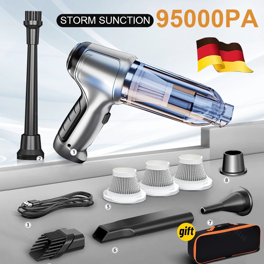 Car Vacuum 95000PA Cleaner  Wireless Powerful Cleaning Machine Auto