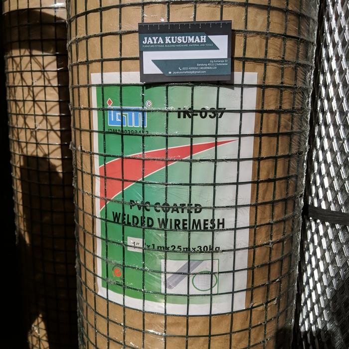 Ram Kawat Galvanis Lapis PVC Hijau 2.5cm 1" lebar 1m tebal 1.2mm Roll