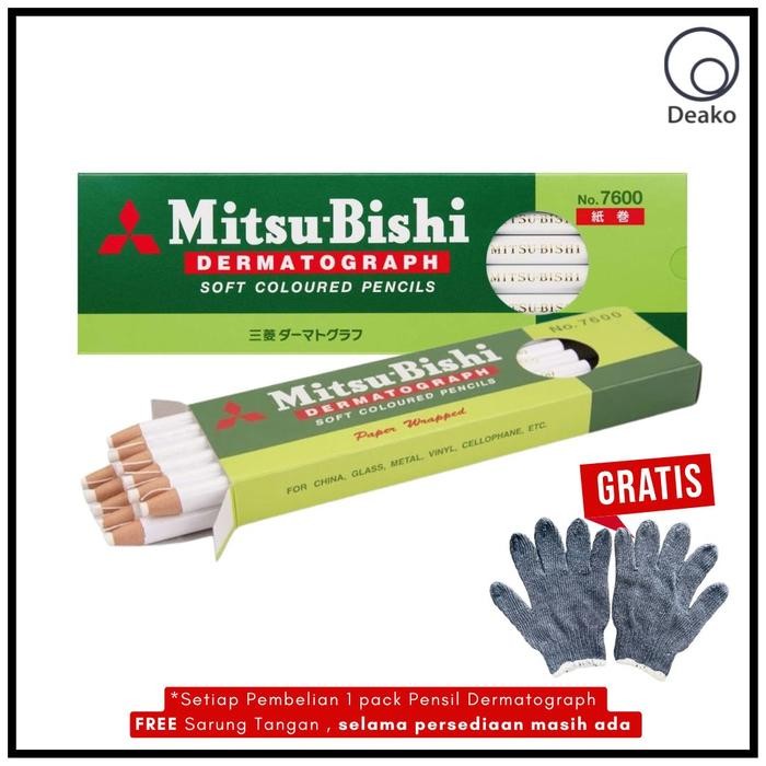 

NEW PRODUK PENSIL KACA PENCIL GLASS DERMATOGRAPH MITSUBISHI ORIGINAL PUTIH WHITE MAWAR-89