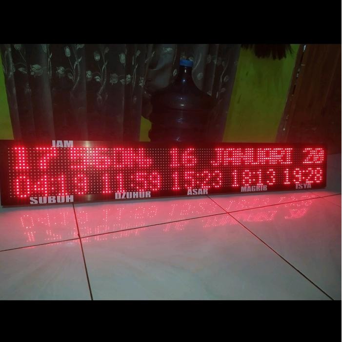 jam digital masjid , jadwal sholat digital satu warna 140x20cm
