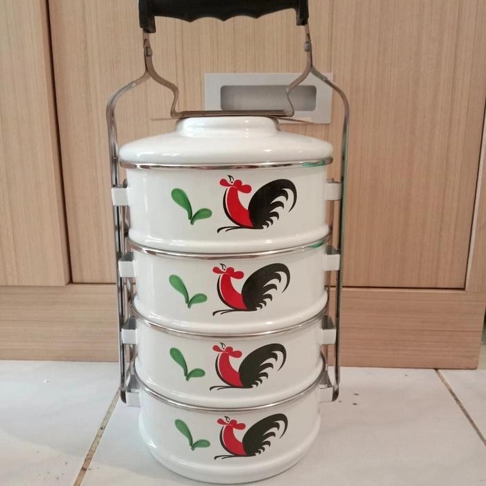 Rantang Motif Ayam 4 Susun Stainless / Rantang Makan