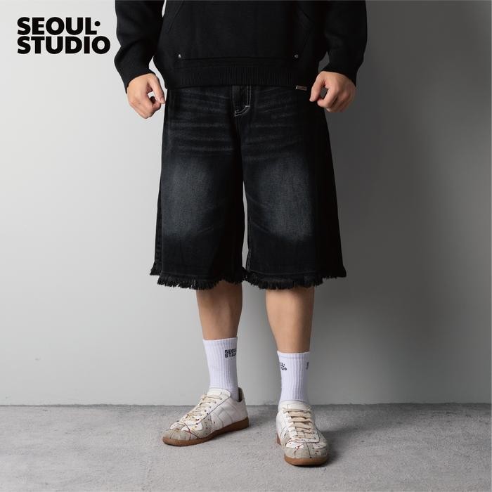 Erigo Collection - Bermuda Pants (Black Washing) Jorts Denim Celana Jeans Short Pendek Baggy