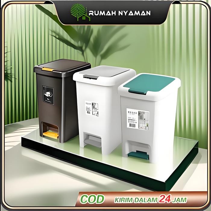 New Tong sampah kotak sampah tempat sampah injak plastik dengan tutup injak kaki yang dioperasikan