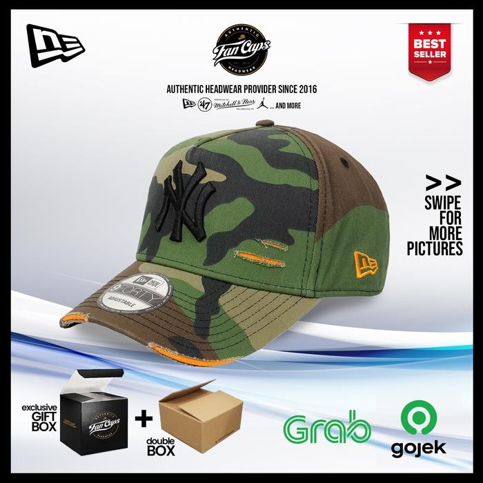 Pilihan- Topi New Era Original Mlb New York Yankees Cotton Damage Warna Camo 9Forty Free Gift