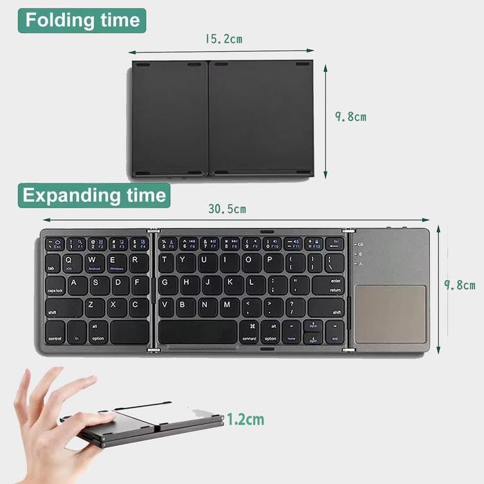 Keyboard Wireless Bluetooth Lipat Touchpad / Trackpad Portable