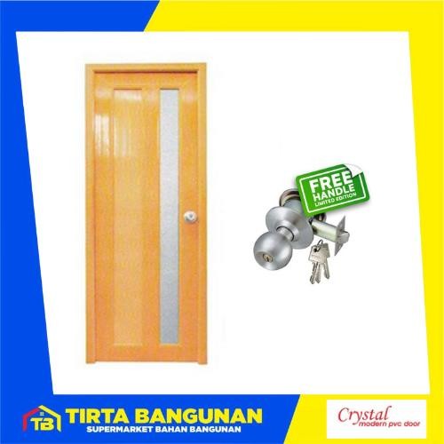 PINTU PVC CRYSTAL MINIMALIS 70 X 195 CM COKLAT / PINTU PVC KAMAR MANDI