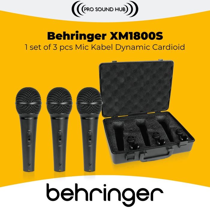 Ready Behringer XM1800S XM1800 XM 1800S 1 Set Mic Dynamic Isi 3 Vokal