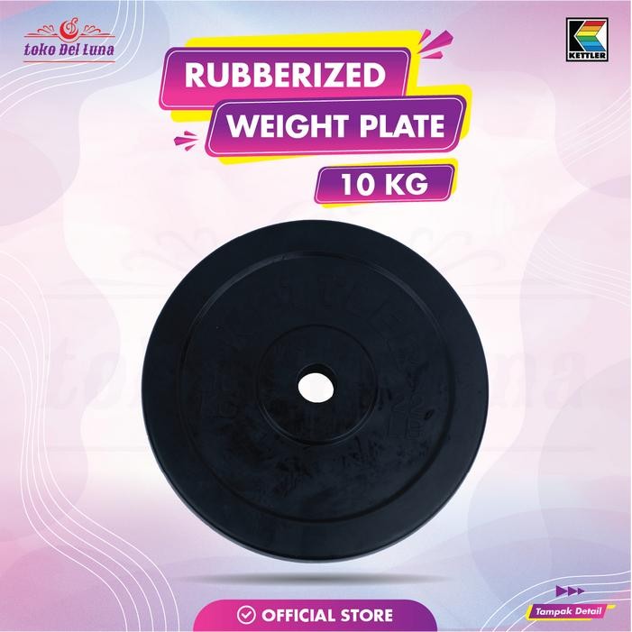 Piringan barbel 10kg KETTLER RUBBERIZED WEIGHT PLATE