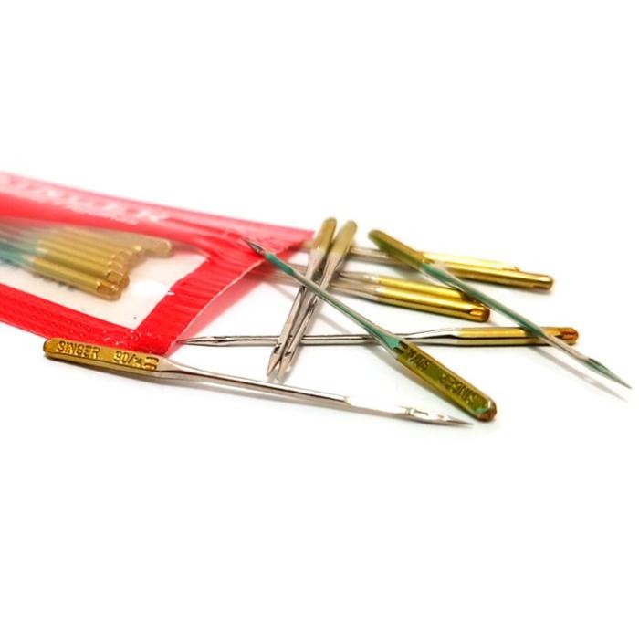 Jarum Jahit Kaos/Bahan Stretch/Jersey Merk SINGER 2045 Gold Tip