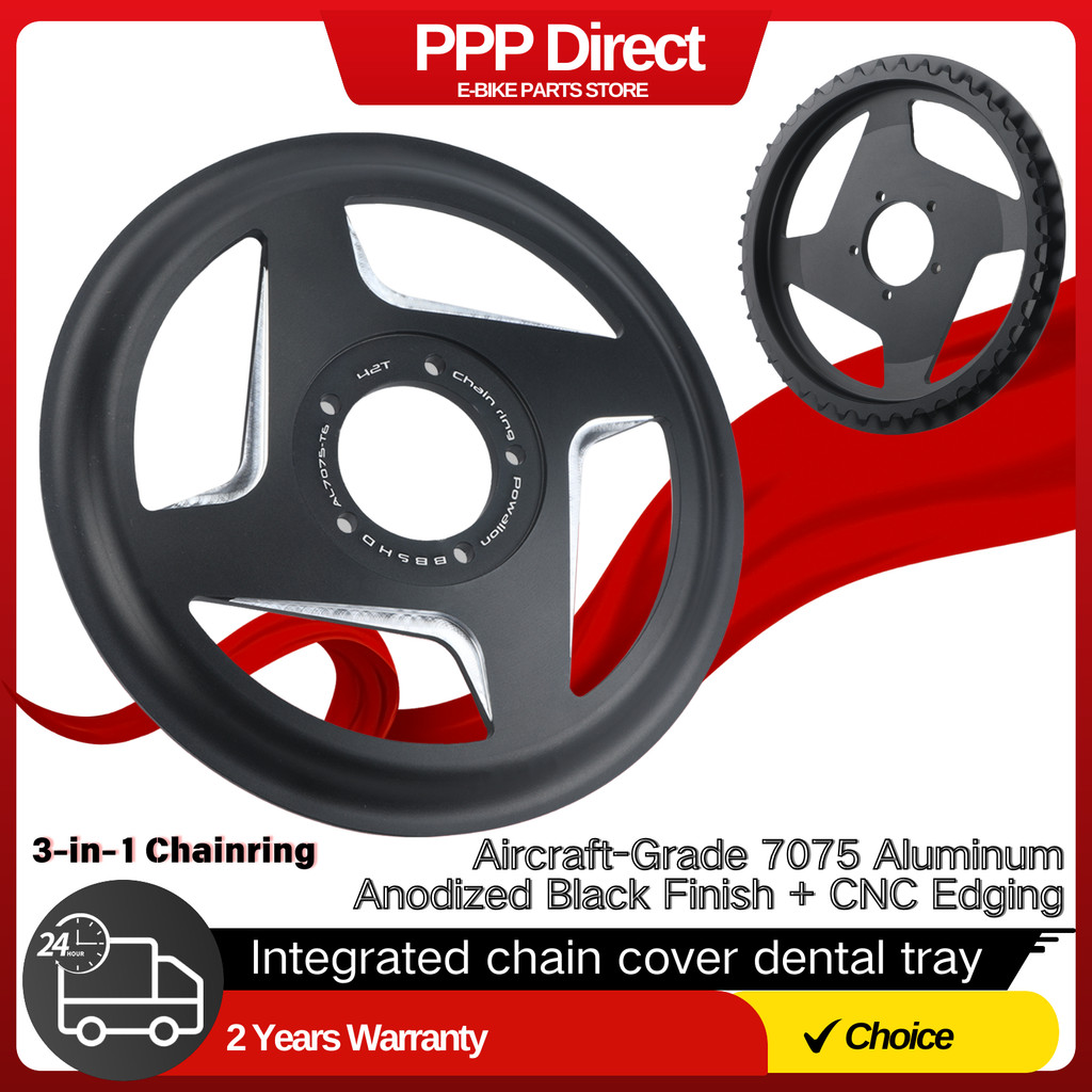 EBike Offset Chainring for Bafang BBS Serial Mid-Drive Motor Kit, Integrated Chainwheel with Guard