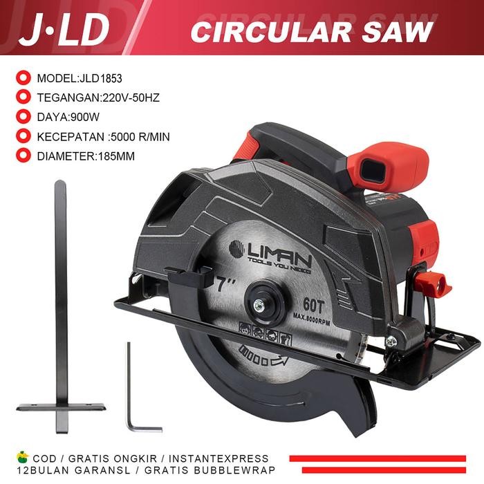 Dongcheng Tools - Mesin Potong Kayu Listrik Jld Circular Saw 900W 7Oinch Mesin Pemotong Kayu Sirkel