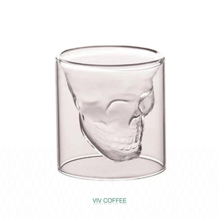 FCR0  Gelas Kopi Tengkorak Skull Glass 140Ml Double Wall