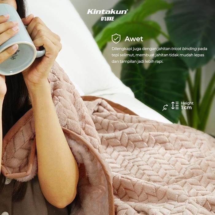 Kintakun Selimut Dluxe Luxury ukuran 160 x 200 - Premium chunky Blanket aesthetic - Selimut polos