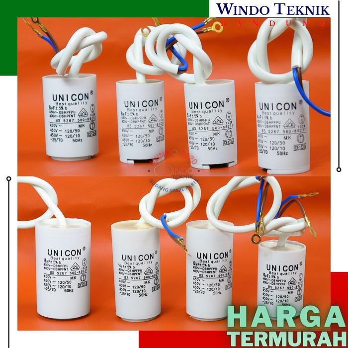 New KAPASITOR 6UF BULAT SINGLE UNICON ELCO / CAPASITOR MESIN CUCI / POMPA AIR 6 UF MIKRO-FARAD -