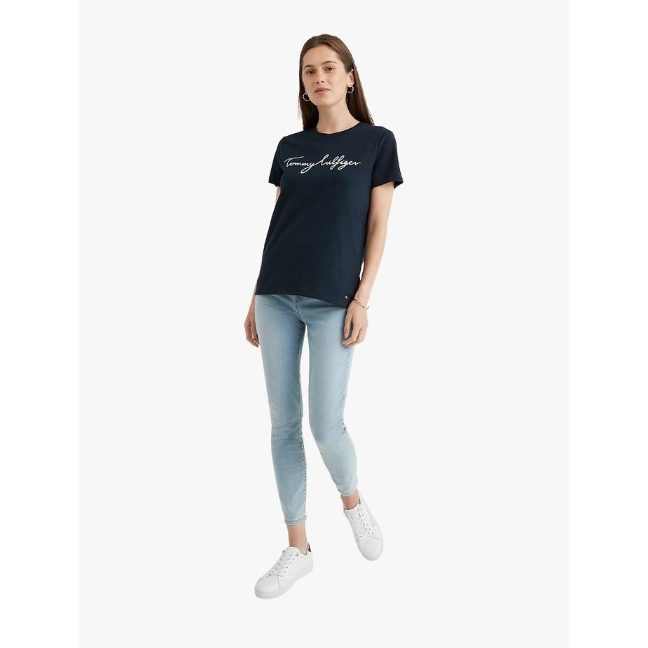 DISKON TOMMY HILFIGER - SIGNATURE CREWNECK T-SHIRT - Navy READY STOCK