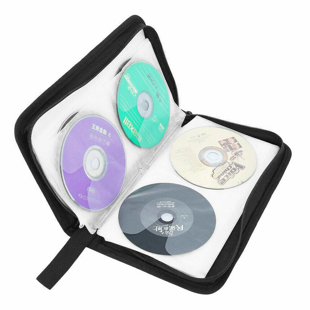 CD/DVD Disc Carry Case Handbag 80pcs Capacity Portable Zipper DVD CD Holder Storage Pouch Bag Portab
