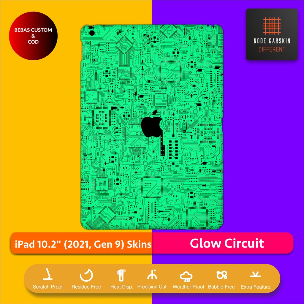 Garskin Skin iPad 10.2 2021 Gen 9 Glow Circuit Fullbody / Backonly | Anti Lecet | Case | Vinyl