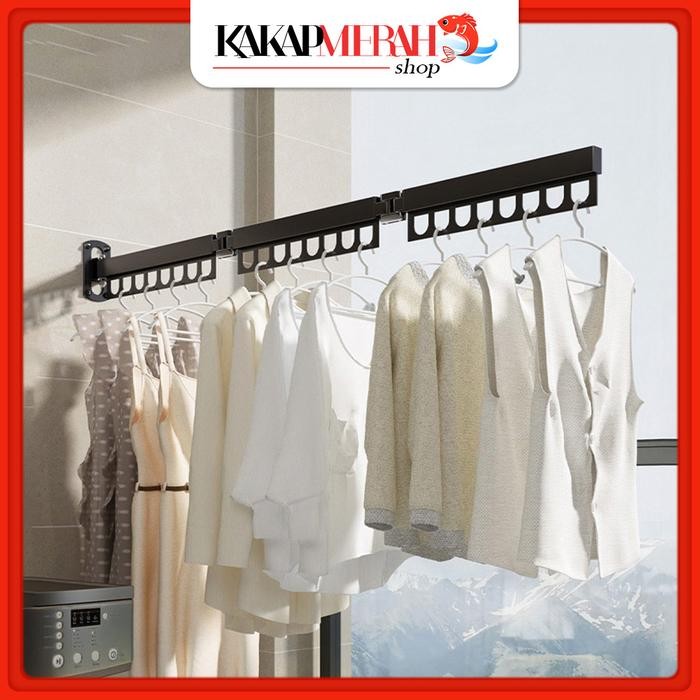 Jemuran Lipat Baju Pakaian Celana Laundry Aluminium Chrome Tebal Kuat Kokoh Panjang