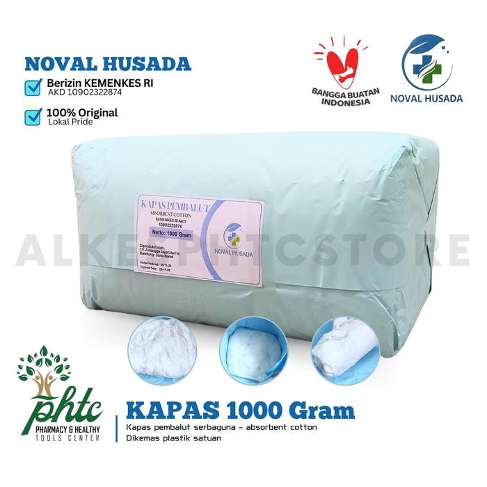 New Noval Husada Kapas Pembalut 1 Kg Serbaguna Model Kapas Gulung 1000 Gram