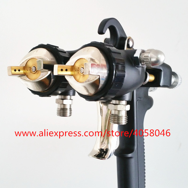 IMPORT HVLP 1.4mm newest type Double Nozzle Spray Gun,Pressure Feed Spray Gun, Nano Chrome Paint
