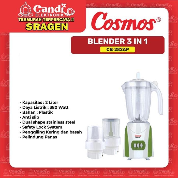 COSMOS Blender 3 In 1 Plastik Anti Pecah - CB-282AP - Candi Elektronik Sragen