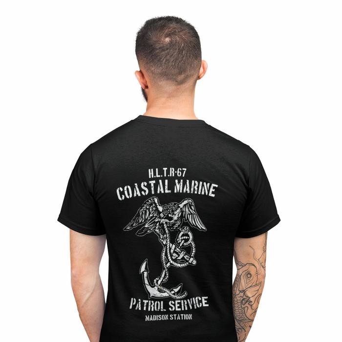 Kaos Vintage Retro Coastal Marine Madison Black T-Shirt