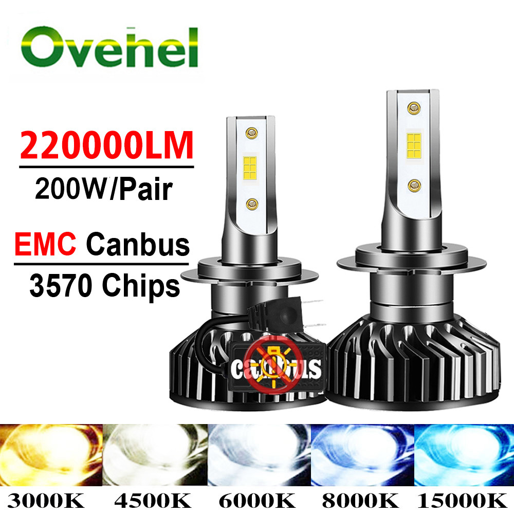 OVEHEL 4500K 6000K 8000K HB3 HB4 9005 200W 220000LM 9006 H1 H7 H4 H11