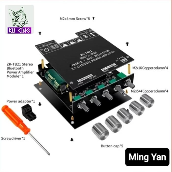 Wuzhi Audio Bluetooth Amplifier 2.1 Channel 50W x2 + Bass 100W ZK-TB21 Pengganti Module Speaker