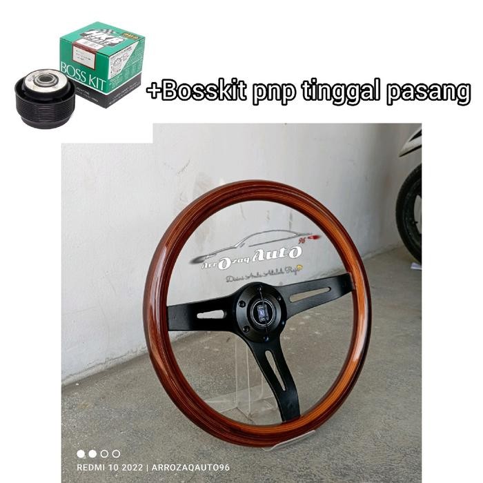 Bebas Ongkir Stir kayu Retro semi celong R14" & +Bosskit