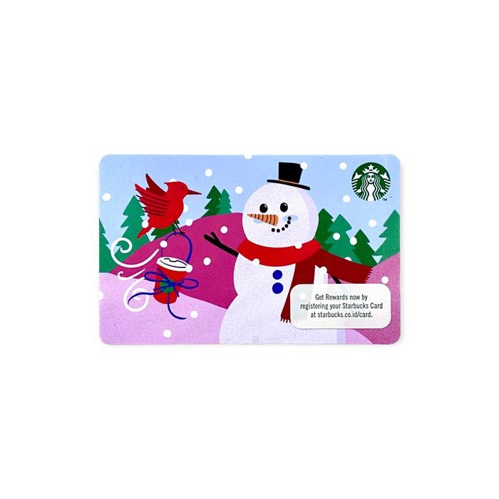 7q81 Holiday Snowman Starbucks Card Indonesia Kartu Paper Christmas 2022