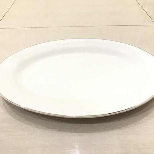 JM Oval plate 14" / Piring Saji Sayur Ikan Oval Keramik 35cm