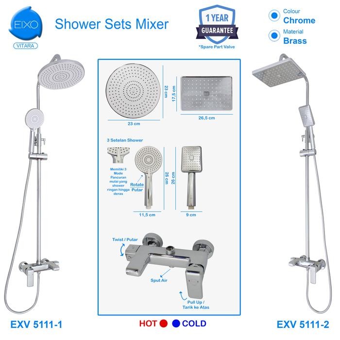 SIAPKIRIM EIXO Vitara Shower Column Set Minimalis Shower Set Keran M Chrome READY STOCK
