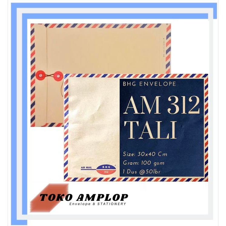 ztdl- Amplop Coklat Airmail Kancing Tali 312 Bhg