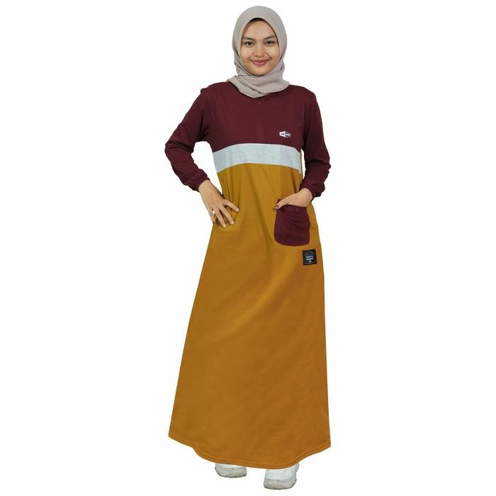 SALE SHAFAMARWA Gamis Muslimah Wanita Busui Friendly Terbaru - Dress Jumbo Kaos Katun Combed SWG107