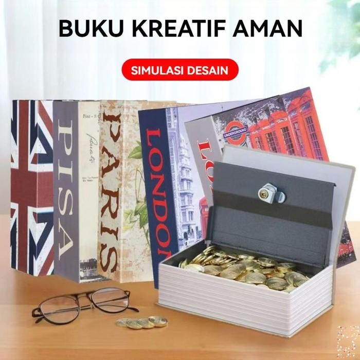 BRANKAS BRANKAS BESI BENTUK BUKU PASSWORD KODE ANGKA KAMUS MINI KOTAK PENYIMPANAN PERHIASAN UANG
