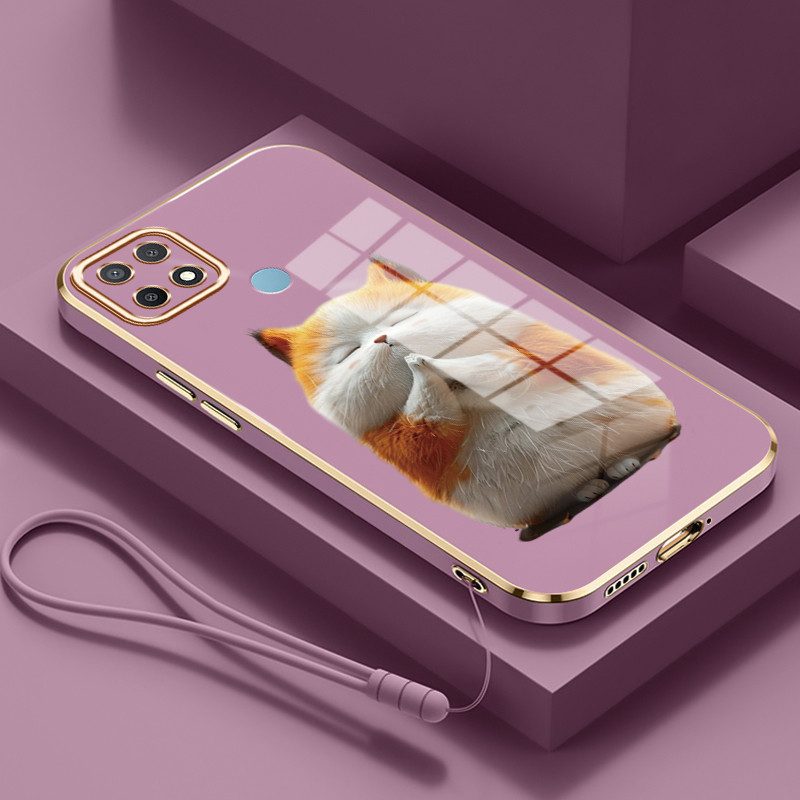 Casing Untuk OPPO A15 A15s A35 4G Case Casing HP Softcase Tali gantungan berlapis silikon mewah Kasi