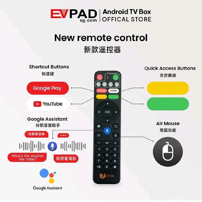 Remote EVPAD Android Tv Box EVPAD 12P 12S 6P & 6S Original