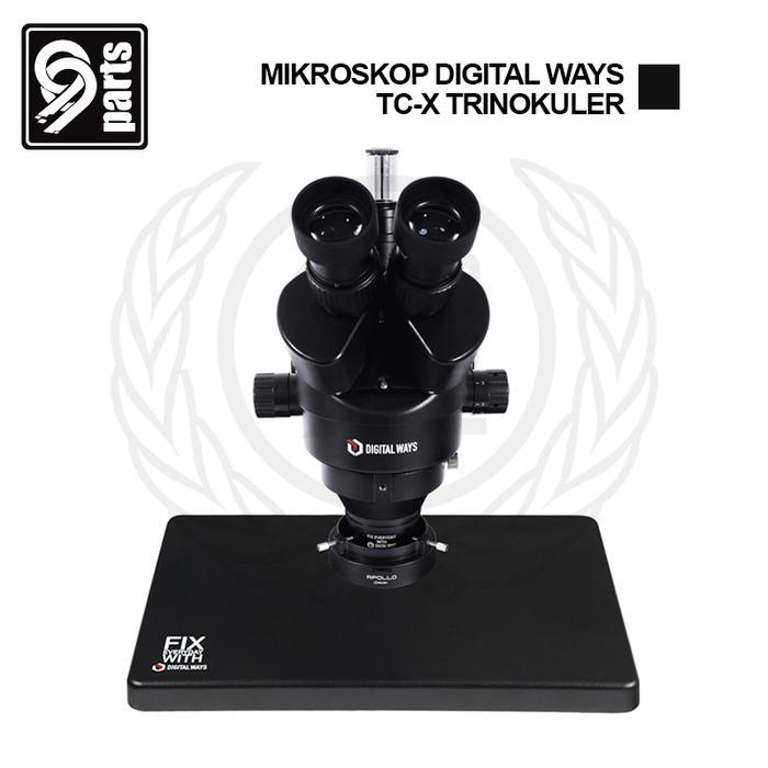 MIKROSKOP TRINOKULER DIGITAL WAYS TC-X BLACK FREE LENSA PENINGGI 0.7X / MIKROSKOP TRINOKULER BLACK