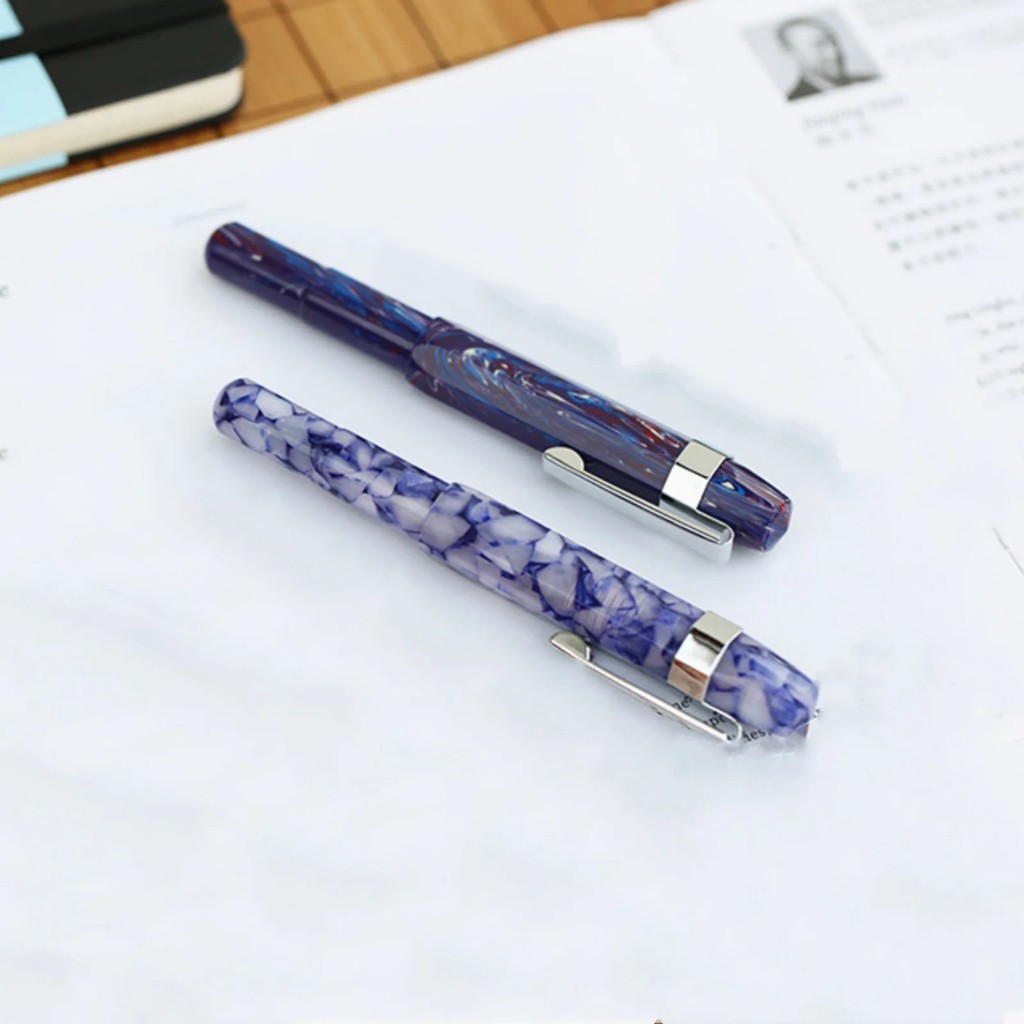 MAJOHN DELIKE Fountain Pen Fancy Acrylic Travel Short Pen Pocket Pens Extra Fine EF Tip 0.38mm Art