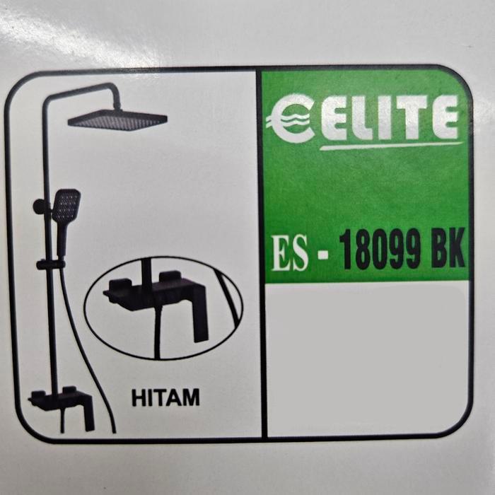 Kran Shower/Tiang Shower Set Black Hitam (Panas+Dingin)-Elite ES 18099 BK Tiang Kolom Warna Hitam
