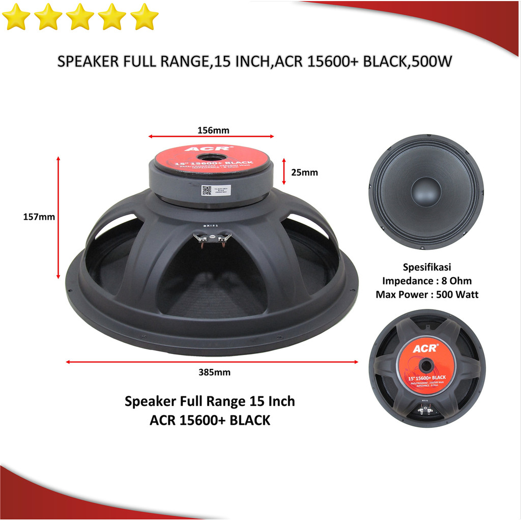 SPIKER SPEAKER FULL RANGE 15 INCH ACR 15600+ BLACK 500W