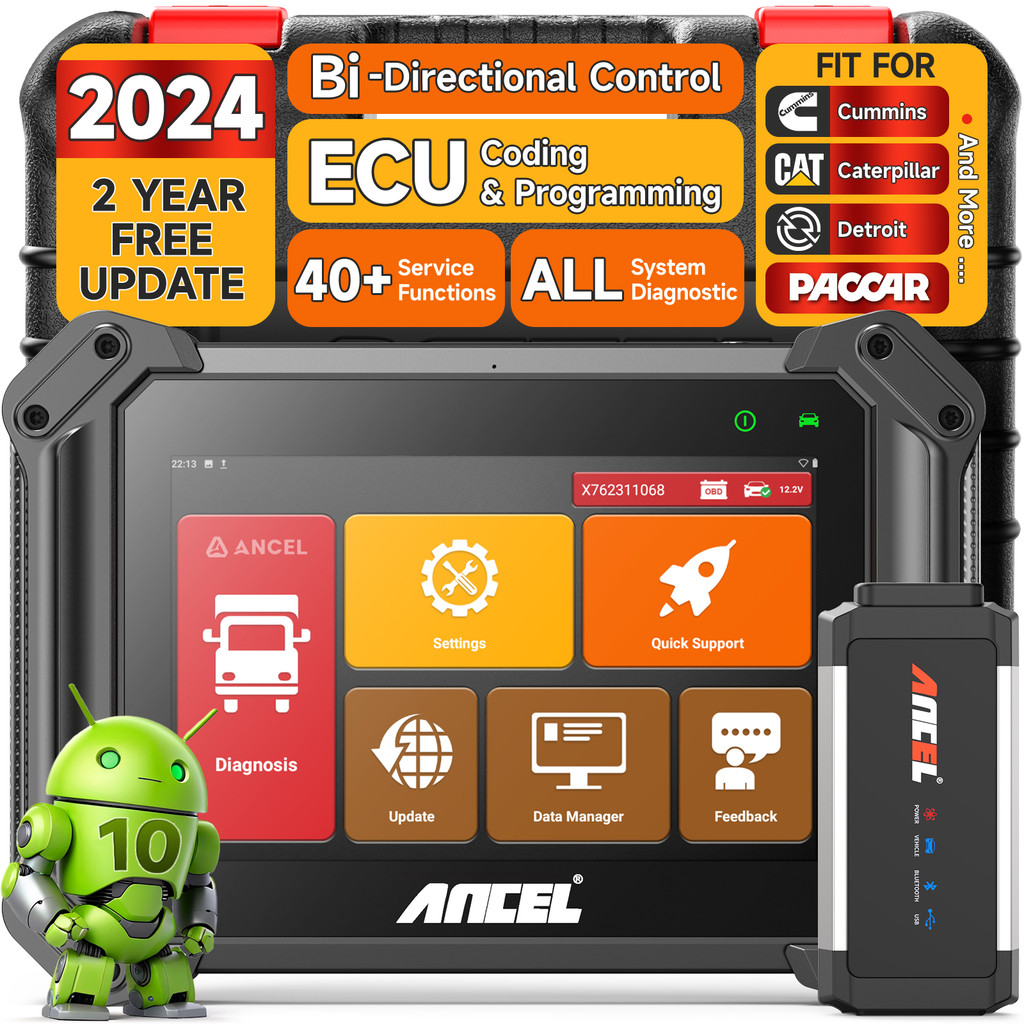 New ANCEL V6 HD Diesel Heavy Duty Truck Diagnostic Scanner BI-Directional DPF Regen ECU Coding Progr