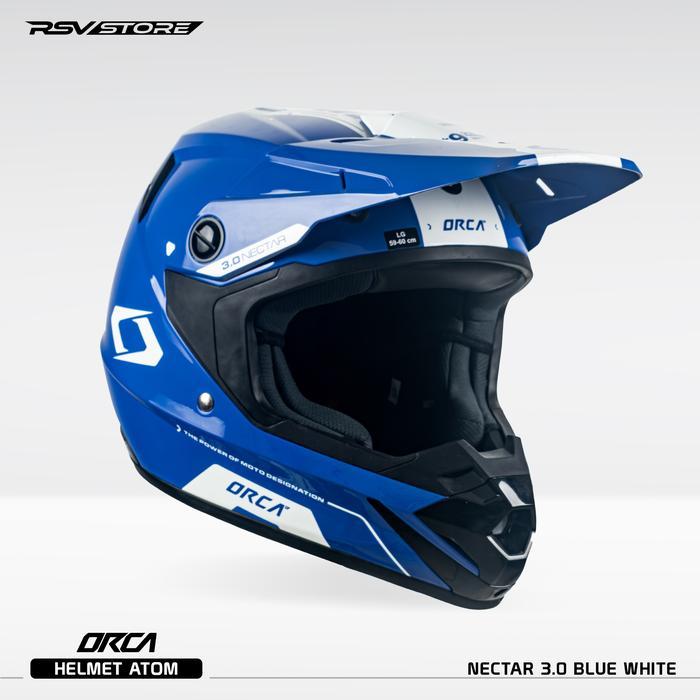 Helm RSV X ORCA Atom Nectar 3.0 Blue White Helm Trail Cross Supermoto